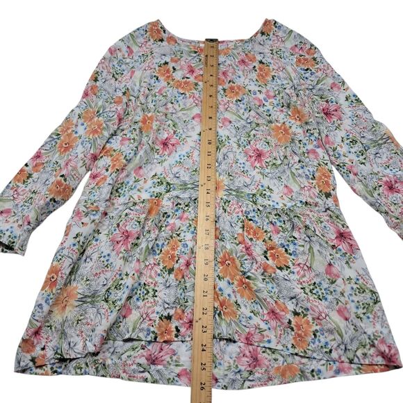 J. Jill Top Women's Small White Floral Peplum Mother Of Pearl‎ Buttons Rayon - Picture 12 of 12